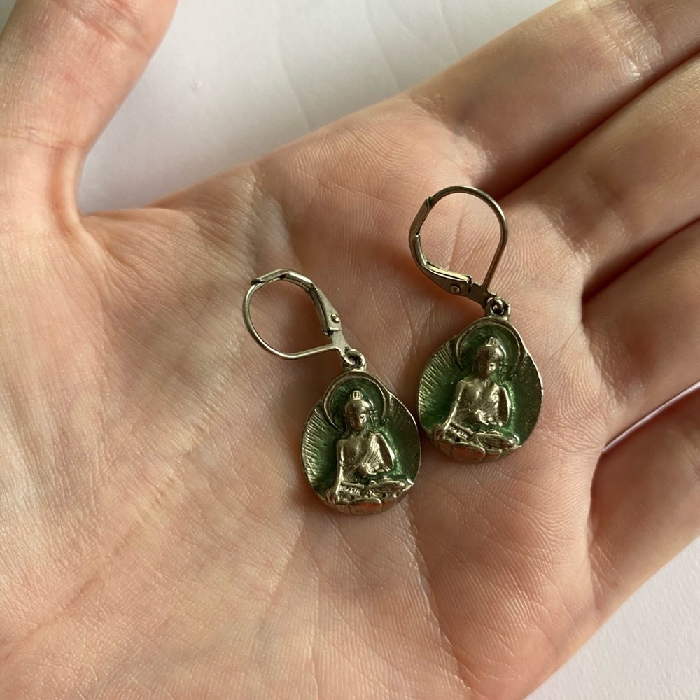 Silver Buddha Earrings